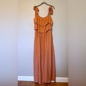 Elegant Orange Sleeveless Maxi Dress